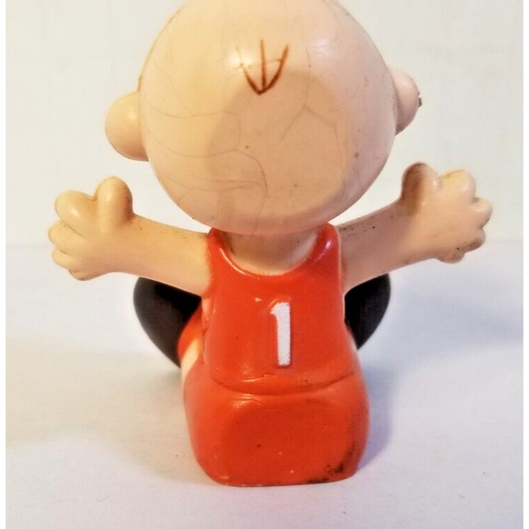 1950-1966 Charlie Brown Peanuts Stackable Toy Figurine Vintage Rare #1 Jersey - Picture 3 of 4